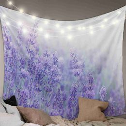 Tapestries Fantasy Flower Lavender Plant Purple Wall Tapestry Home Wall Decor Tapestry Cover Beach Towel Picnic Mat Yoga Mat R230812