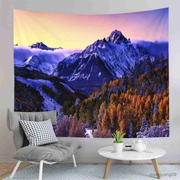 Tapestries Nature Mountain Forest Tapestry Snowy Tree Landscape Tapestry Wall Hanging Decor Tapestries Bedroom Home Living Room Dorm R230812