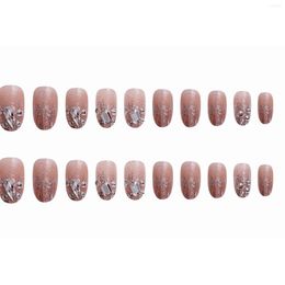 False Nails Milk Coffee Star Crystal Style Nail Stylish Color Matching With Smooth Edge For Shopping Dating Travel Cloth Pairing