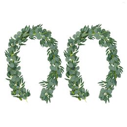 Decorative Flowers 10-Pack 6.5 Feet Artificial Eucalyptus With Willow Garland Fake Vine Plant Leaves Faux Silver Dollar Greenery