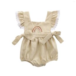 Girl Dresses Toddler Baby Clothes Spring Summer Fall Soft Linen Born Ruffle Sleeveless Disposable Bodysuit