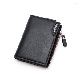 Wallets 2023 Men's Zipper Short Wallet Multi Card Fashion Vertical Mini Snap Button Zero