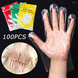 Disposable Gloves 100PCS Food Grade Transparent Waterproof Plastic Safe Kitchen
