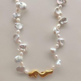 Chains Hand In Baroque Pearl Necklace Body Language Clavicle Chain Wedding Petal Jewellery Women