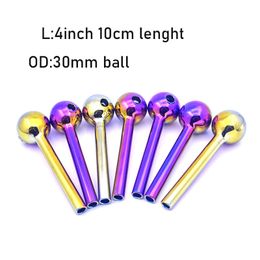 Nano Plating Glass Oil Burner Pipe 4inch 30mm Ball Glass Pipes Great Tube Oil Nail Tips Full of Colorful Exquisite Craftsmanship