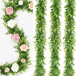 Decorative Flowers Artificial Eucalyptus Garland Faux Vines Greenery Wedding Backdrop Arch 6 Feet/Pcs Hanging Plant