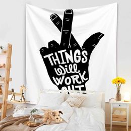 Tapestries Customizable Tapestry Living Room Background Mural Beach Mat Home Decoration Simple and Fresh Character Wall Hanging