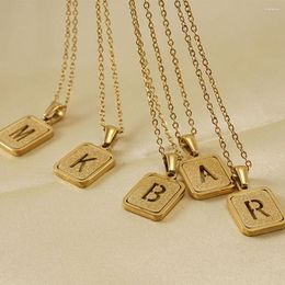 Pendant Necklaces 26 Letters Necklace For Women Men Stainless Steel Initial Hollowed Out Jewellery W8X7