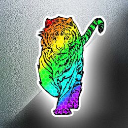 13.62*19.65cm Walking Tiger Colorful Reflective Sticker for Car Styling Window Body Animal Creative Stickers Decals Decoration R230812