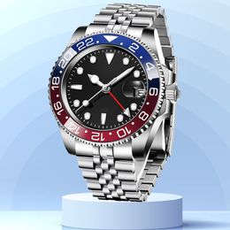 Erkekler GMT Watch Designer Watches Pepsi Seramik Çember 40mm Otomatik Mekanik Siyah Dial Fashion Klasik Paslanmaz Çelik Suya Dayanıklı Safir İsviçre Saat