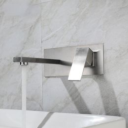 Luxury 304 Stainless Steel Wall Mount Faucet Gold Hot Cold Water Bathroom Sinks Basin Taps Square Brass Mixer Tap