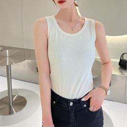 Women's Tanks 2023 Summer Round Collar Vest Famale Slim Solid Color Sleeveless Top Fashionable Cotton Comfortable Tops