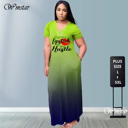 Basic Casual Dresses Plus Size Dres Wholesale Tie Dye Casual Elegant Party Outfits Letter Print Summer Maxi Dresses for Women Drop 230811