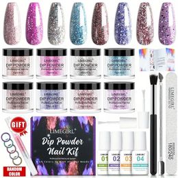 8 Colours Pink, Purple, Blue Acrylic Dipping Powder Starter Kit with Essential Liquid Set for French Nails - Perfect for Art Manicure and Gift for Women