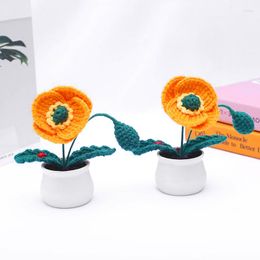 Decorative Flowers Simulated Knitted Potted Plants Hand Crochet Yumeiren Knitting DIY Simulation Home Decoration Ornaments Gifts