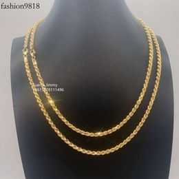 Ready To Ship Rapper Jewelry 4Mm 6Mm Gold Plated Iced Out Rope Chain Necklace