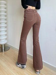 Women's Jeans Sweet Cool Spicy WOMENGAGA Girl Slim Fit Denim Floor Dragging Pants Autumn High Waist Panel Micro Flare 7OOH