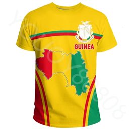 Men's T-Shirts Summer Men's Round Neck Short Sleeve Printed Casual Loose Street African Zone Clothing - Guinea Event Flag T-Shirt 230811
