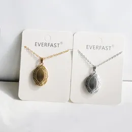 Everfast 10pc Simple Engrave Lace Oval Locket Stainless Steel Photo Frame Pendant Necklace Charms For Women Men Family Memorial Jewelry