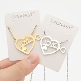 Everfast 10pc/Lot Love Heart Key Pendants Necklace Maxi Colar Simple Stainless Steel Fashion Charms Chokers Necklaces Women Girls Couple Loved Gift
