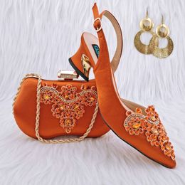 Dress Shoes doershow Arrival African Wedding Shoes and Bag Set peach Colour Italian Shoes with Matching Bags Nigerian Women party HPL1-5 230811