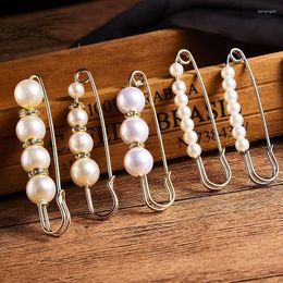 Brooches U-Magical Minimalist Faux Pearl Metal Paper Clip Brooch Women Charming Circle Rhinestone Vintage Multiple Styles Jewellery