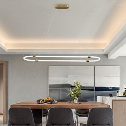 Pendant Lamps Modern Simple Golden Led Chandelier Oval Personality Living Room Bedroom Restaurant Bar Kitchen