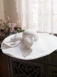 Headpieces White Wedding Hat Accessories Elegant Bridal With Bow