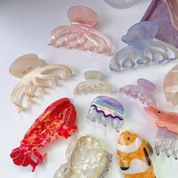 Octopus Ocean Animal Big Hair Clip Acetic Acid Hair Claw Cute Mini Hairpin for Women Girls Kids Jellyfish Shell Hair Jewellery