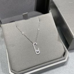 Chains 925% Sterling Silver Necklace.uxury Boutique Jewelry Diamond Horizontal Pendant Women's Christmas Gift Goddess