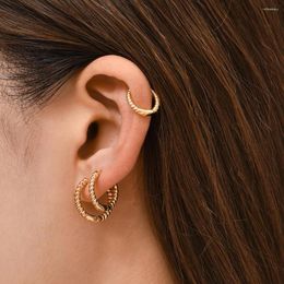 Hoop Earrings Fashion Gold Colour Twisted Metal Round Small For Women Trendy Circle Thin Huggie Female Jewellery