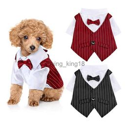 Dog Shirt Pet Small Dog Clothes Stylish Suit Bow Tie Wedding Shirt Costume Formal Tuxedo With Bow Tie Cat Puppy Bulldog Outfits HKD230812