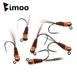 Baits Lures Bimoo 6PCS Tungsten Jig Brown Perdigon Nymphs for Euro Nymphing Competition Fishing Spanish Nymphs Trout Grayling Whitefish Fly 230812