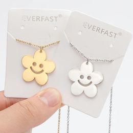 Everfast Wholesale 10pc/Lot Smiling Face Flower Stainless Steel Pendants Necklaces Sunshine For Women Kids Korean Fashion Jewellery Gift