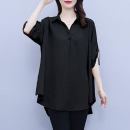 Women's Blouses Clothing Summer Fashion Oversized Streetwear Blouse Solid Short Sleeve Irregular Casual Shirt Tunic Tops Female Blusas