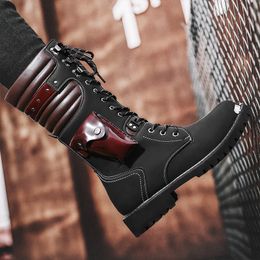 Boots High Top Mens Rivet Punk Style Motorcycle Fashion Mixed Colours Platform WearResisting Walking Shoes 230811