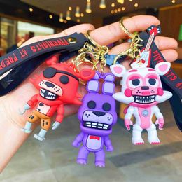 Keychains Lanyards Halloween Game FNAF Keychain Anime Figure dy Action Figure FNAF PVC Car Key Backpack Decor Pendant Model Toys Festival Gift