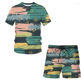 Men's Tracksuits Graffiti Painting Art Summer 3D Printed T-shirt Shorts Set Sportswear Tracksuit O Neck Short Sleeve Men Clothing