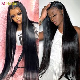 Human Chignons MELODIE Bone Straight 13X4 13x6 Lace Front Hair s Brazilian 30 Inch Clre 360 Transparent Frontal 230811