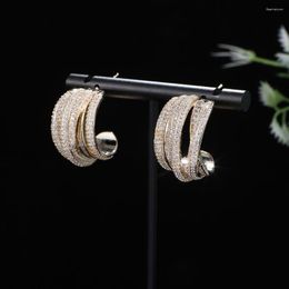 Hoop Earrings 6Rows Multicolor Intersect Circle Earrigs Full Microl Zirconia Women Bridal Dress Wedding Everyday Earring Jewellery E1134