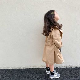 Jackets Spring Autumn Girls Boys Windbreaker Trench Coat Windproof Children Kid's Mid-Length Jacket Coat Baby Overcoat R230812