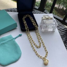 2023 lovely cute pendant Necklaces long gold thick stainless steel chain pearl design Women necklace with dust bag and box