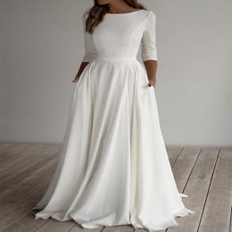 2021 Simple Modest Wedding Dresses With Sleeves A-line Crepe Chiffon Elegant Informal LDS Bridal Gowns Sleeved Custom Made Religio3052