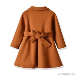Jackets Fashion Winter Woollen Coat for Toddler Girl 2023 Size 2-8 Kids Overcoat Warm Wool Jackets Child Autumn Long Outwear R230812