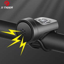 Bike Horns XTIGER Bicycle Bell Horn USB Chargeable Electric 4 Modes Motorcycle Mountain Road Cycling Antitheft Alarm 230811