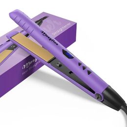 Purple Hair Straightener and Curling Iron with LCD Display, Dual Voltage, and Adjustable Temperature - Perfect Gift for Women and Girls