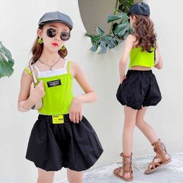 Clothing Sets Teenage Girls Fashion Clothing Sets Summer Two Pieces Vest+Shorts Children's New Arrivals Outfits 14Years