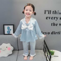 Clothing Sets Children Pyjamas Set Kids Baby Girl Big Bow Casual Clothing Costume Short Sleeve Children Sleepwear Pyjamas Sets