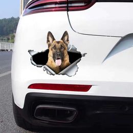Stickers B0134 Self-adhesive 3D Decal Pet Dog German Shepherd Car Sticker Waterproof Auto Decors on Bumper Rear Window Trolly Case R230812