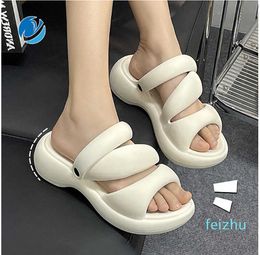 Sandals Mo Dou Women's Sandals EVA Thick Soft Sole Home Slippers Non-slip Solid Beach Shoes Concise Korean Style Cosy Fashion Slides